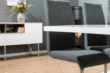 Matgrupp Griffith Förlängningsbar 200 cm med 8 Jack Stol - Vit|Grå|Krom - Möbler - Bord & matgrupp - Matgrupp