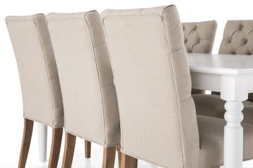 Matgrupp Hampton 190 cm med 6 Emmie Stol - Vit|Beige - Möbler - Bord & matgrupp - Matgrupp