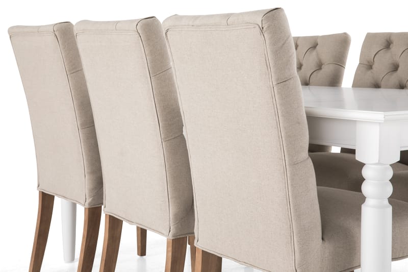 Matgrupp Hampton 190 cm med 6 Emmie Stol - Vit|Beige - Möbler - Bord & matgrupp - Matgrupp