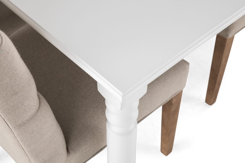Matgrupp Hampton 190 cm med 6 Emmie Stol - Vit|Beige - Möbler - Bord & matgrupp - Matgrupp
