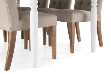 Matgrupp Hampton 190 cm med 6 Emmie Stol - Vit|Beige - Möbler - Bord & matgrupp - Matgrupp
