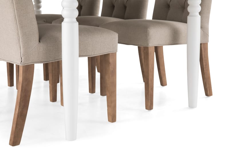 Matgrupp Hampton 190 cm med 6 Emmie Stol - Vit|Beige - Möbler - Bord & matgrupp - Matgrupp