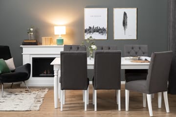 Matgrupp Hampton 190 cm med 6 Emmie Stol - Vit|Grå - Möbler - Bord & matgrupp - Matgrupp
