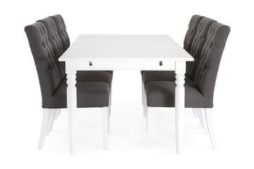 Matgrupp Hampton 190 cm med 6 Emmie Stol - Vit|Grå - Möbler - Bord & matgrupp - Matgrupp