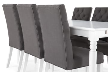 Matgrupp Hampton 190 cm med 6 Emmie Stol - Vit|Grå - Möbler - Bord & matgrupp - Matgrupp