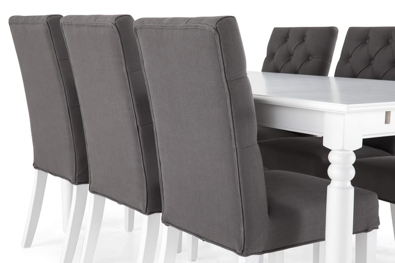 Matgrupp Hampton 190 cm med 6 Emmie Stol - Vit|Grå - Möbler - Bord & matgrupp - Matgrupp