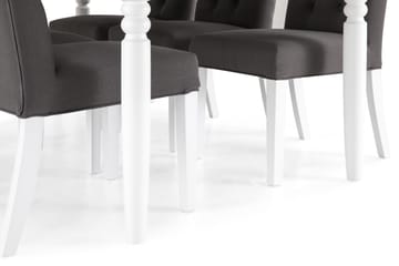 Matgrupp Hampton 190 cm med 6 Emmie Stol - Vit|Grå - Möbler - Bord & matgrupp - Matgrupp