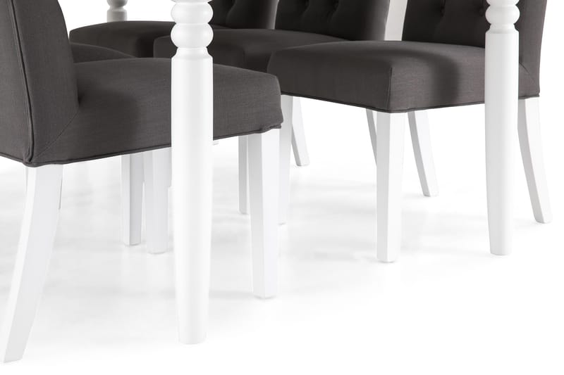 Matgrupp Hampton 190 cm med 6 Emmie Stol - Vit|Grå - Möbler - Bord & matgrupp - Matgrupp
