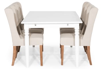 Matgrupp Hampton 190 cm med 6 Isolde Stol - Vintage Alm|Beige - Möbler - Bord & matgrupp - Matgrupp