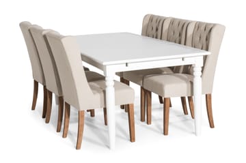 Matgrupp Hampton 190 cm med 6 Isolde Stol - Vintage Alm|Beige - Möbler - Bord & matgrupp - Matgrupp