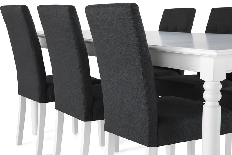 Matgrupp Hampton 190 cm med 6 Leo Stol - Vit|Mörkgrå - Möbler - Bord & matgrupp - Matgrupp