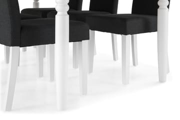 Matgrupp Hampton 190 cm med 6 Leo Stol - Vit|Mörkgrå - Möbler - Bord & matgrupp - Matgrupp