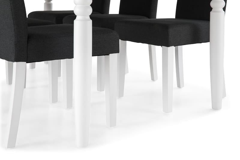 Matgrupp Hampton 190 cm med 6 Leo Stol - Vit|Mörkgrå - Möbler - Bord & matgrupp - Matgrupp
