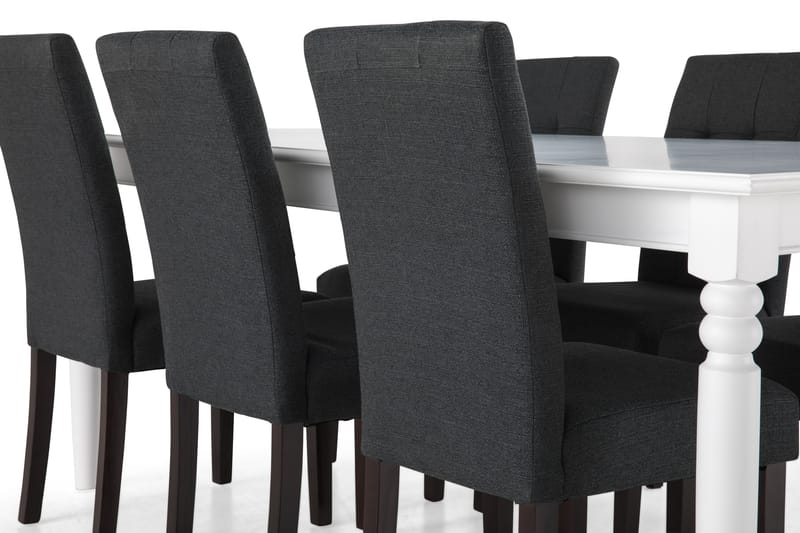 Matgrupp Hampton 190 cm med 6 Leo Stol - Vit|Mörkgrå|Mörkbrun - Möbler - Bord & matgrupp - Matgrupp