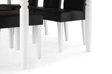 Matgrupp Hampton 190 cm med 6 Leo Stol - Vit|Svart PU - Möbler - Bord & matgrupp - Matgrupp