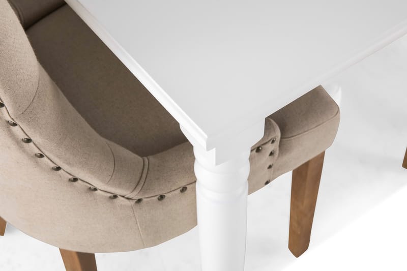 Matgrupp Hampton 190 cm med 6 Ophelia Fåtölj - Vit|Beige|Trä - Möbler - Bord & matgrupp - Matgrupp