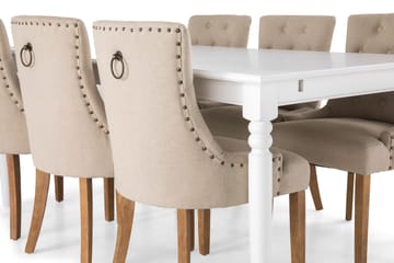 Matgrupp Hampton 190 cm med 6 Ophelia Fåtölj - Vit|Beige|Trä - Möbler - Bord & matgrupp - Matgrupp
