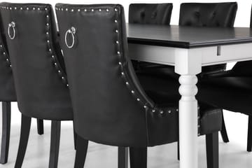 Matgrupp Hampton 190 cm med 6 Tuva Fåtölj - Mahogny|Vit|Svart PU - Möbler - Bord & matgrupp - Matgrupp