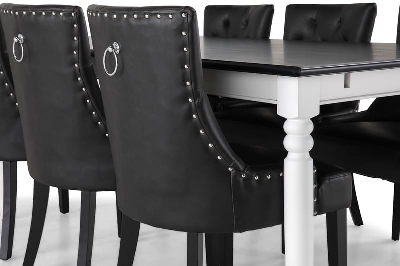 Matgrupp Hampton 190 cm med 6 Tuva Fåtölj - Mahogny|Vit|Svart PU - Möbler - Bord & matgrupp - Matgrupp