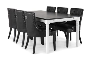 Matgrupp Hampton 190 cm med 6 Tuva Fåtölj - Mahogny|Vit|Svart PU - Möbler - Bord & matgrupp - Matgrupp