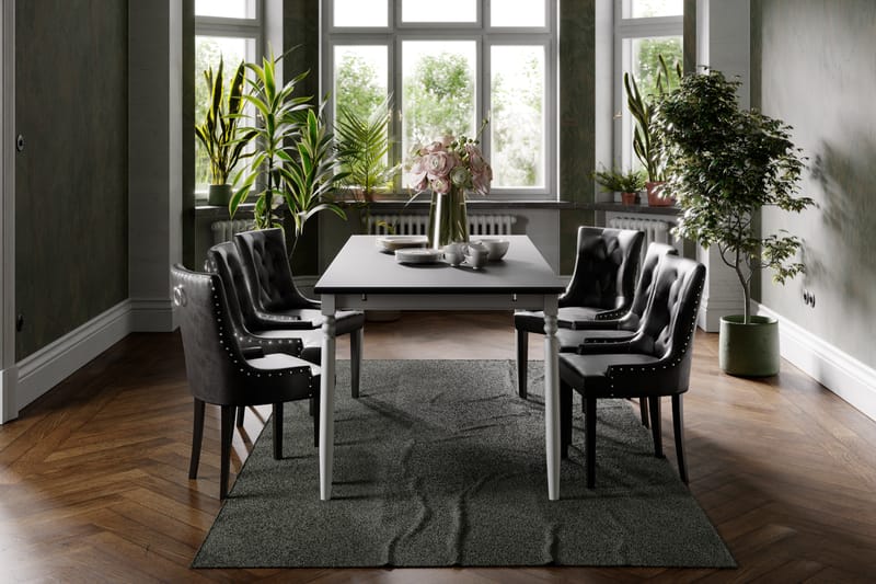 Matgrupp Hampton 190 cm med 6 Tuva Fåtölj - Mahogny|Vit|Svart PU - Möbler - Bord & matgrupp - Matgrupp