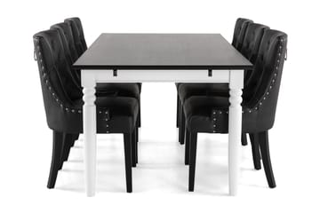 Matgrupp Hampton 190 cm med 6 Tuva Fåtölj - Mahogny|Vit|Svart PU - Möbler - Bord & matgrupp - Matgrupp