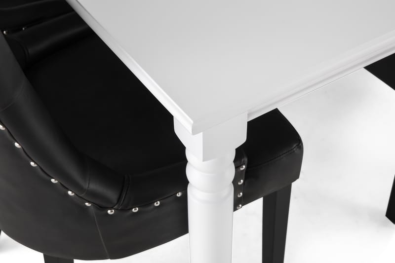 Matgrupp Hampton 190 cm med 6 Tuva Fåtölj - Vit|Svart PU - Möbler - Bord & matgrupp - Matgrupp
