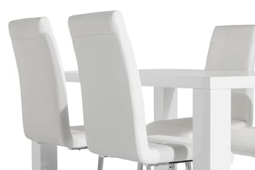 Matgrupp Jack 140x90 cm med 4 Stolar - Vit|Krom - Möbler - Bord & matgrupp - Matgrupp