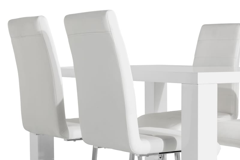 Matgrupp Jack 140x90 cm med 4 Stolar - Vit|Krom - Möbler - Bord & matgrupp - Matgrupp