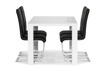 Matgrupp Jack 140x90 cm med 4 Stolar - Vit|Svart|Krom - Möbler - Bord & matgrupp - Matgrupp