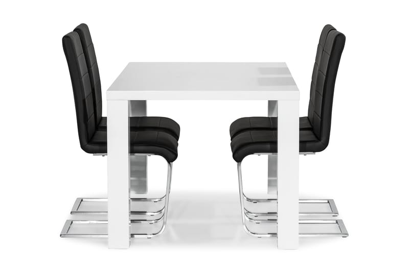 Matgrupp Jack 140x90 cm med 4 Stolar - Vit|Svart|Krom - Möbler - Bord & matgrupp - Matgrupp