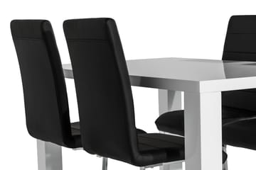 Matgrupp Jack 140x90 cm med 4 Stolar - Vit|Svart|Krom - Möbler - Bord & matgrupp - Matgrupp
