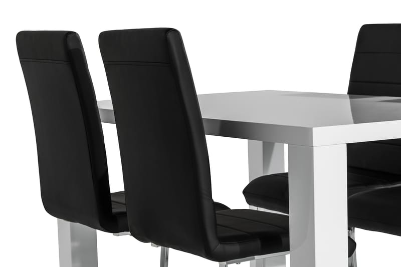 Matgrupp Jack 140x90 cm med 4 Stolar - Vit|Svart|Krom - Möbler - Bord & matgrupp - Matgrupp