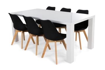 Matgrupp Jack 180 cm med 6 Erin Stol - Svart|Ek - Möbler - Bord & matgrupp - Matgrupp