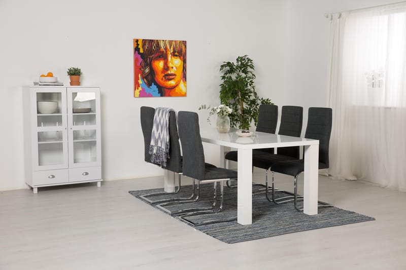 Matgrupp Jack 180 cm med 6 Jack Stol - Vit|Mörkgrå - Möbler - Bord & matgrupp - Matgrupp