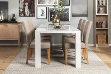 Matgrupp Jack 180 cm med 6 Leo Stol - Vit|Beige|Ek - Möbler - Bord & matgrupp - Matgrupp