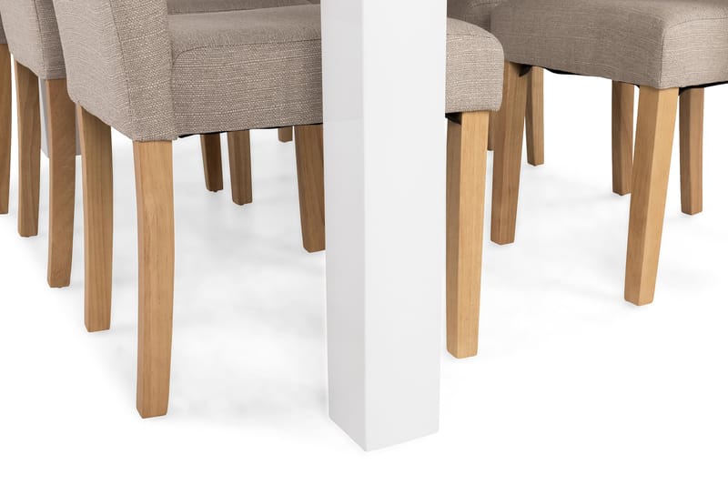 Matgrupp Jack 180 cm med 6 Leo Stol - Vit|Beige|Ek - Möbler - Bord & matgrupp - Matgrupp