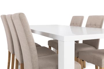 Matgrupp Jack 180 cm med 6 Leo Stol - Vit|Beige|Ek - Möbler - Bord & matgrupp - Matgrupp
