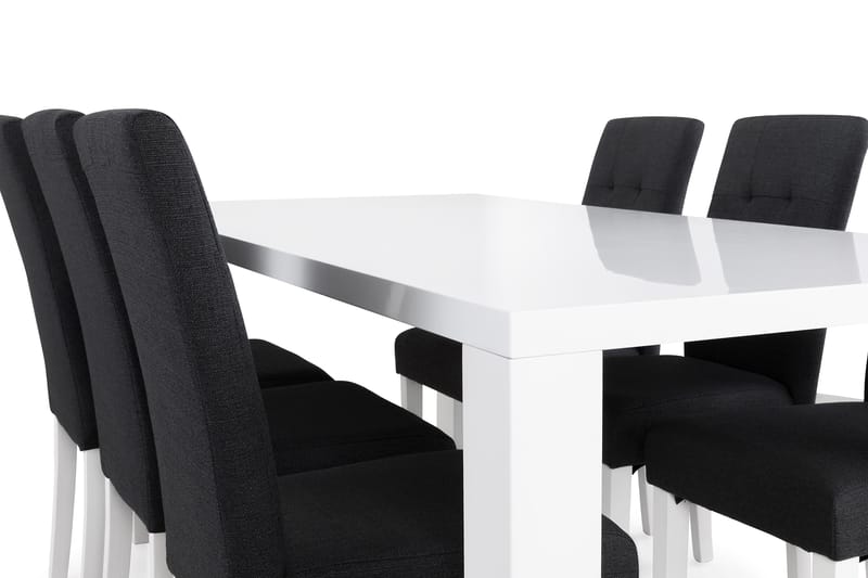 Matgrupp Jack 180 cm med 6 Leo Stol - Vit|Mörkgrå - Möbler - Bord & matgrupp - Matgrupp