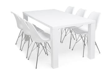 Matgrupp Jack Vit 180x90 cm med 6st Shell Stolar Vit/Krom - Vit - Möbler - Bord & matgrupp - Matgrupp