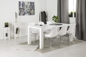 Matgrupp Jack Vit 180x90 cm med 6st Shell Stolar Vit/Krom - Vit - Möbler - Bord & matgrupp - Matgrupp