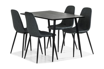 Matgrupp Jaunita 120 cm med 4 Naira Stol - Brun|Grå|Svart - Möbler - Bord & matgrupp - Matgrupp