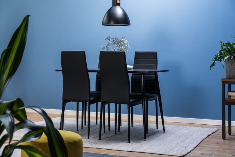 Matgrupp Jaunita 120 cm med 4 Naira Stol - Brun|Svart - Möbler - Bord & matgrupp - Matgrupp
