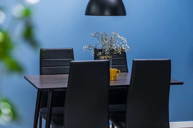 Matgrupp Jaunita 120 cm med 4 Naira Stol - Brun|Svart - Möbler - Bord & matgrupp - Matgrupp