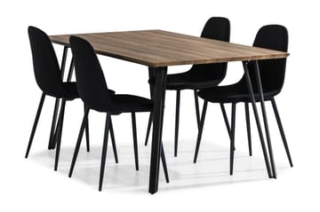 Matgrupp Jaunita 160 cm med 4 Naira Stol - Brun|Svart - Möbler - Bord & matgrupp - Matgrupp