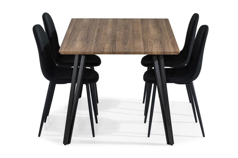 Matgrupp Jaunita 160 cm med 4 Naira Stol - Brun|Svart - Möbler - Bord & matgrupp - Matgrupp
