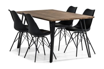 Matgrupp Jaunita 160 cm med 4 Scale Stol - Brun|Svart - Möbler - Bord & matgrupp - Matgrupp