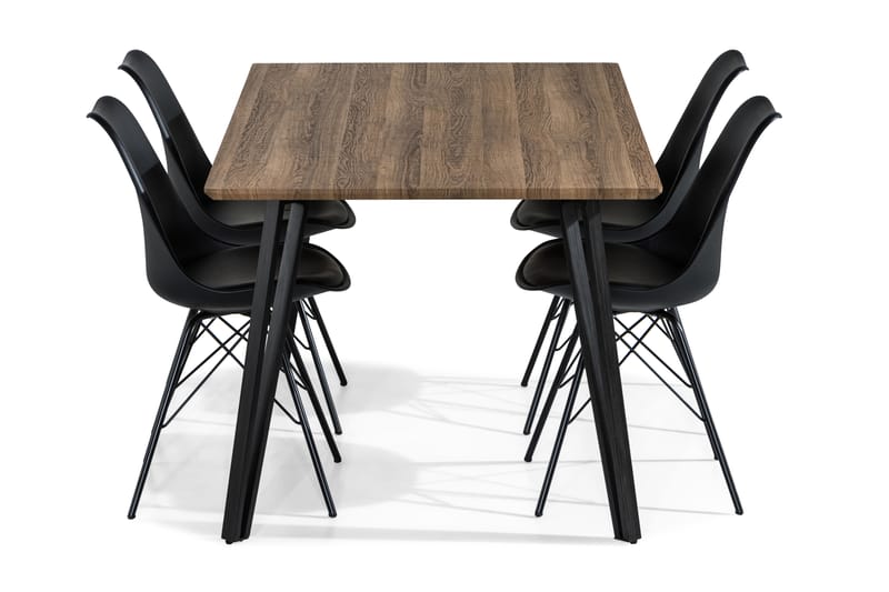 Matgrupp Jaunita 160 cm med 4 Scale Stol - Brun|Svart - Möbler - Bord & matgrupp - Matgrupp
