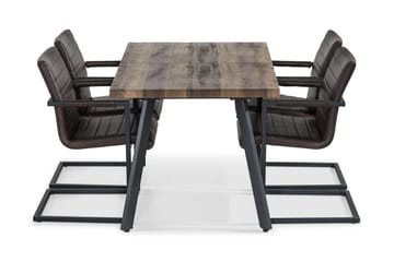 Matgrupp Jaunita Förlängningsbar 140 cm med 4 Dutch Stol - Brun|Mörkbrun - Möbler - Bord & matgrupp - Matgrupp