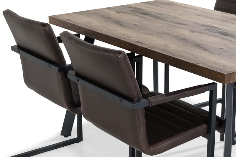 Matgrupp Jaunita Förlängningsbar 140 cm med 4 Dutch Stol - Brun|Mörkbrun - Möbler - Bord & matgrupp - Matgrupp